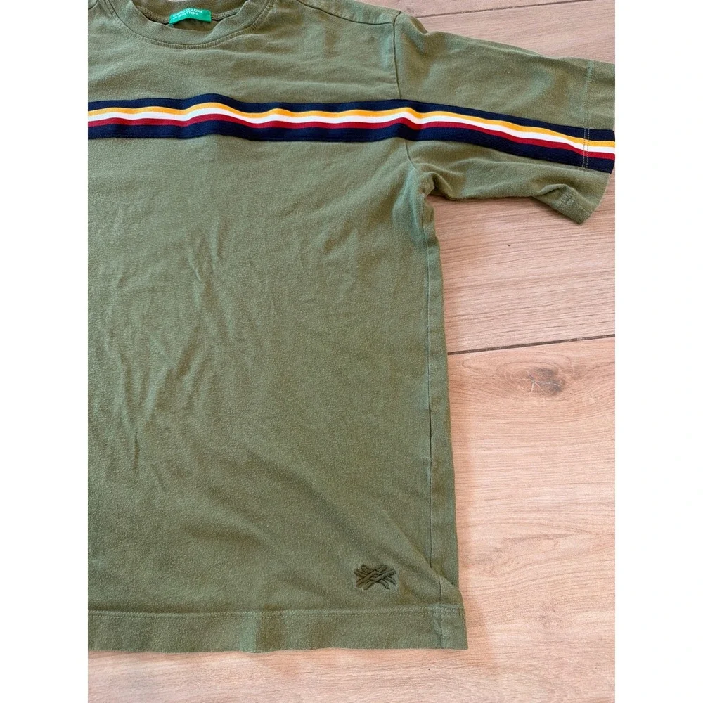United Colors of Benetton Kids Green Striped Short Sleeve T-Shirt‎ Olive Small